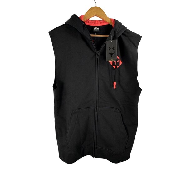Under Armour‎ Project Rock Sleeveless Hoodie terry zip up sz M - Picture 1 of 8
